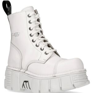 NEW ROCK Leather Platform Combat Ankle Boot Size EU 39 Womens 8 Mens 6.5